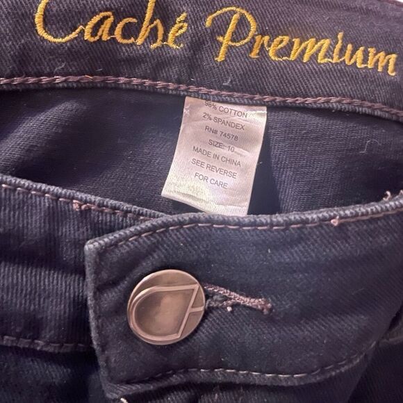 Cache Premium Black Studded Straight Leg Jeans Size 10 - Picture 3 of 5